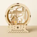 Schwibbogen Winterlandschaft – Gesamtansicht mit Haus, Rentier und Tannen