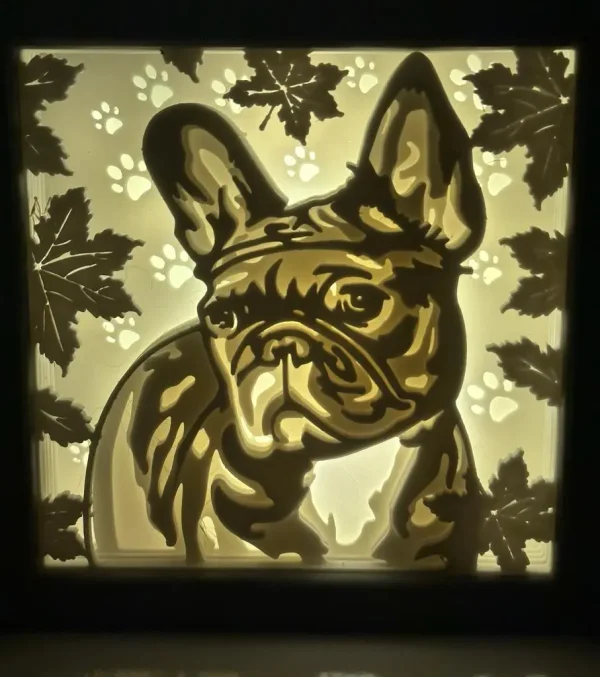 Leuchtrahmen Französische Bulldogge beleuchtet – dekorative LED Hundedeko