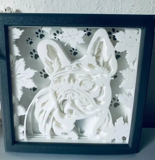 Leuchtrahmen Französische Bulldogge unbeleuchtet – 3D LED Schattenbox Hund
