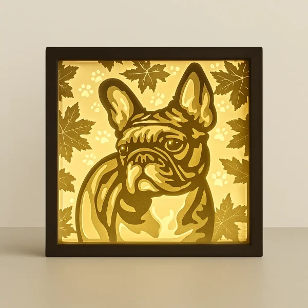 Leuchtrahmen Französische Bulldogge beleuchtet – dekorative LED Hundedeko