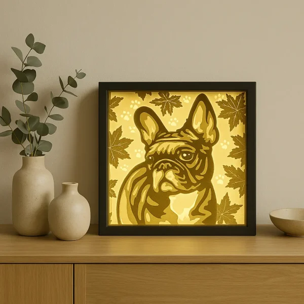 Leuchtrahmen Französische Bulldogge beleuchtet – dekorative LED Hundedeko