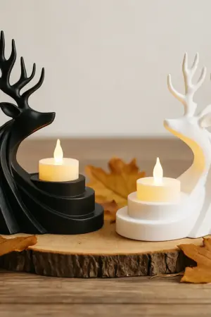 Rentier Kerzenhalter dekorativ für LED-Teelichter, elegante Weihnachtsdekoration