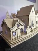 Schlittenfahrt im Weihnachtsdorf – seitliche Ansicht