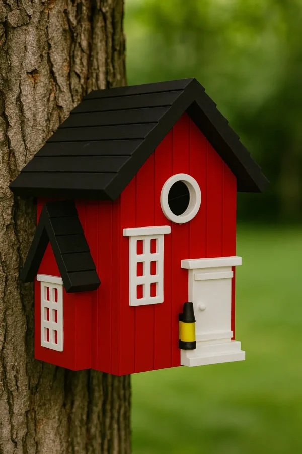 Vogelhaus/Nistkasten Häuschen an Baum befestigt